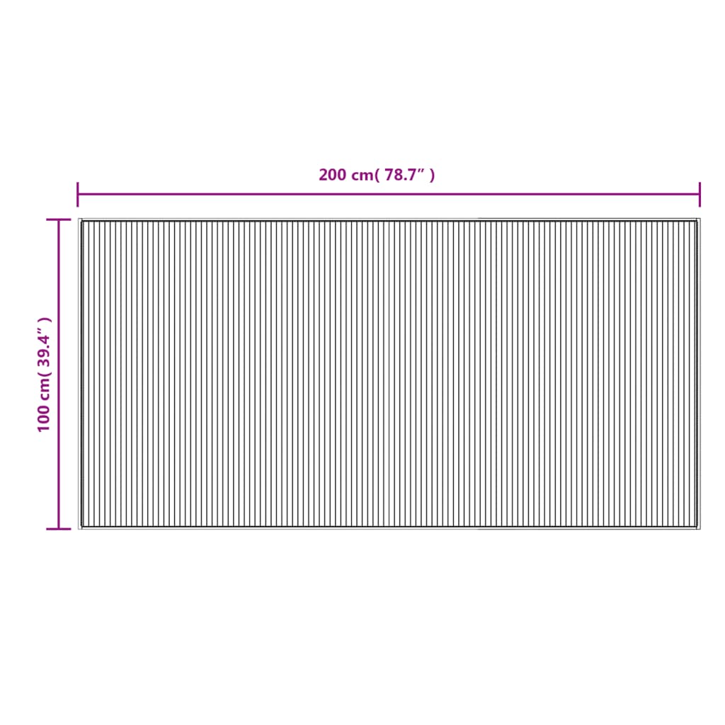 Tepih pravokutni svijetli prirodni 100 x 200 cm od bambusa