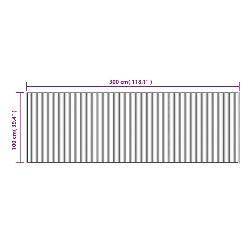 Tepih pravokutni crni 100 x 300 cm od bambusa