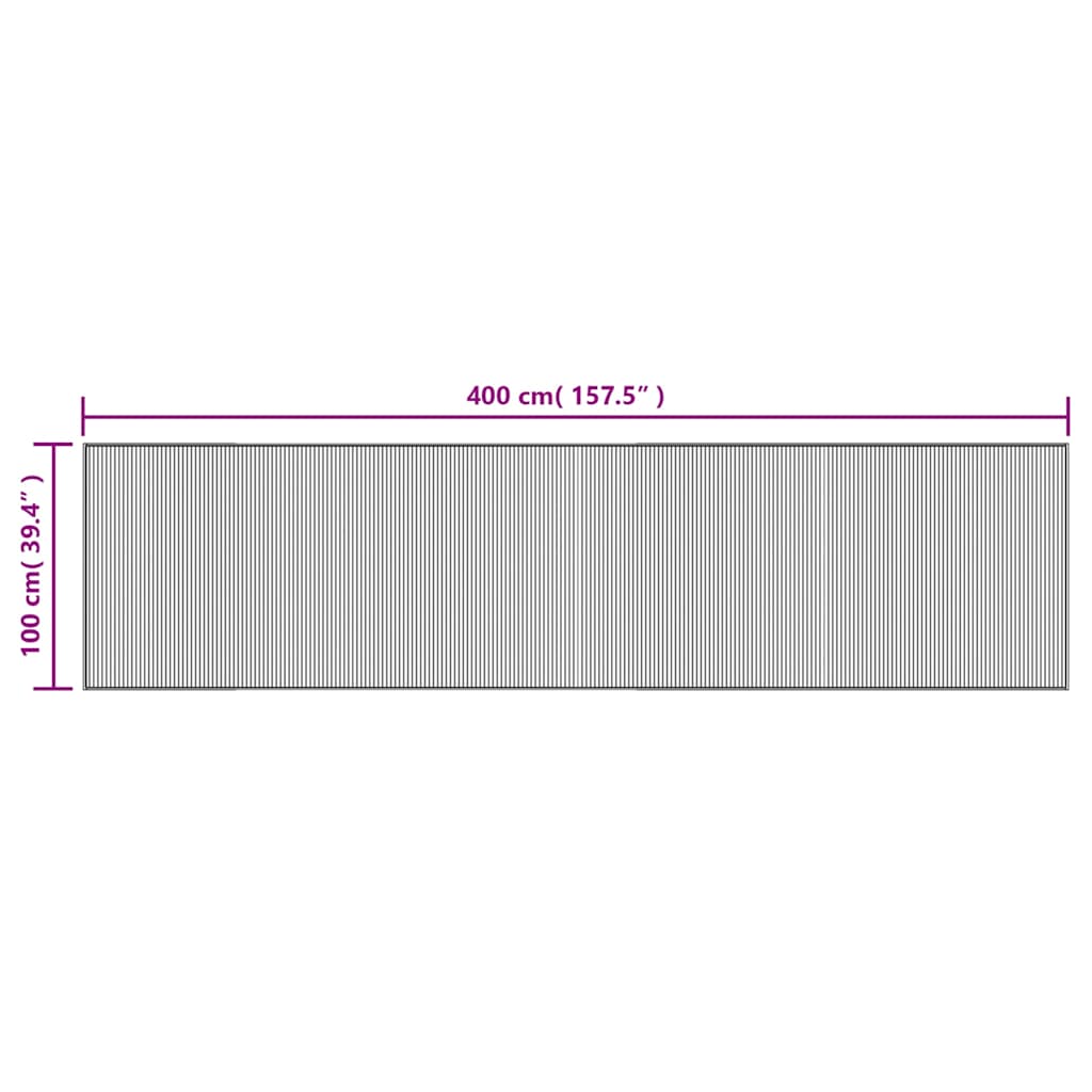 Tepih pravokutni smeđi 100 x400 cm od bambusa