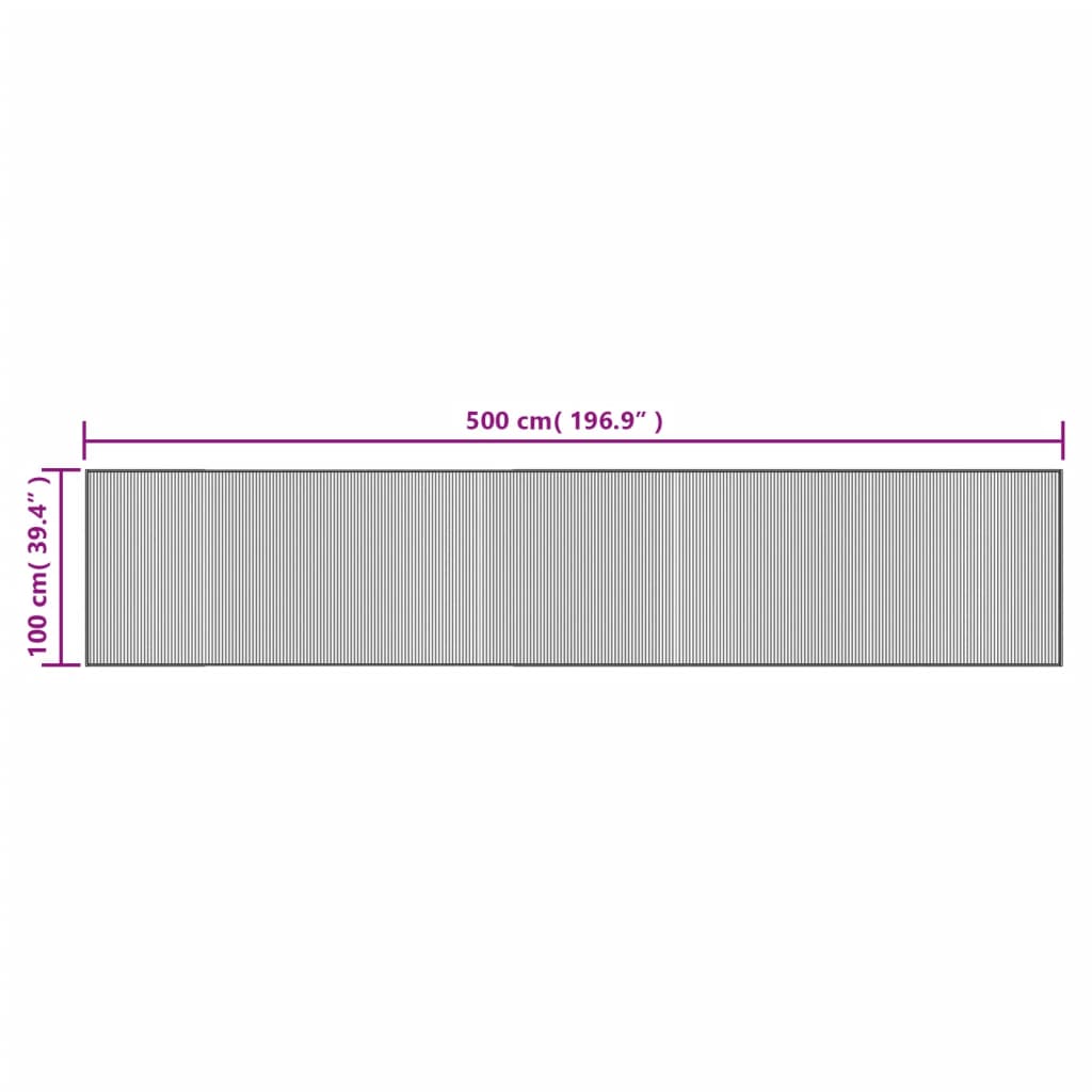 Tepih pravokutni crni 100 x 500 cm od bambusa