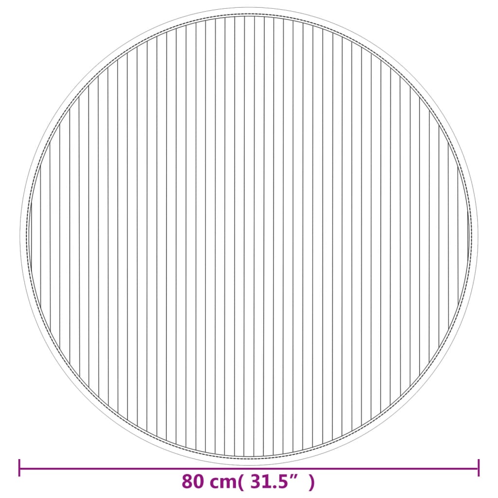 Okrugli tepih crni 80 cm bambus