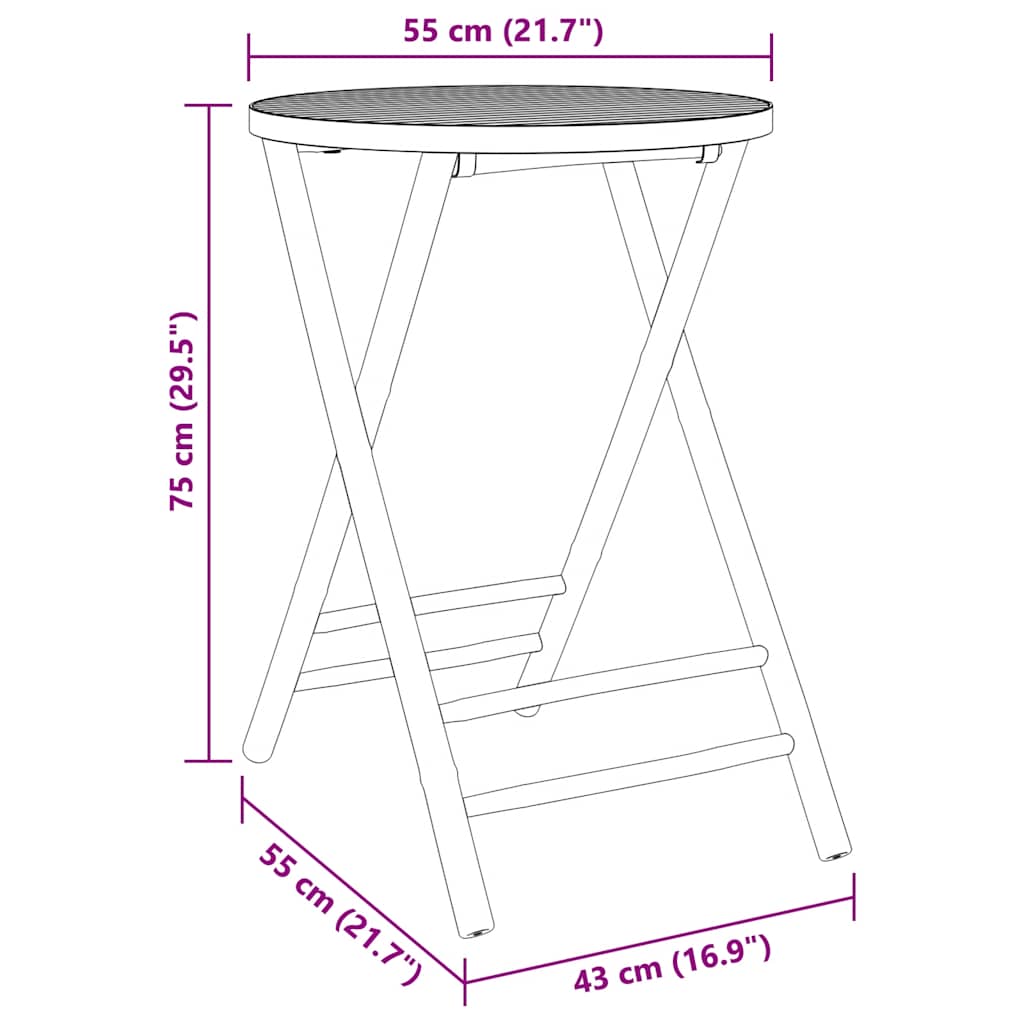 Sklopivi vrtni stol Ø55 x 75 cm od bambusa