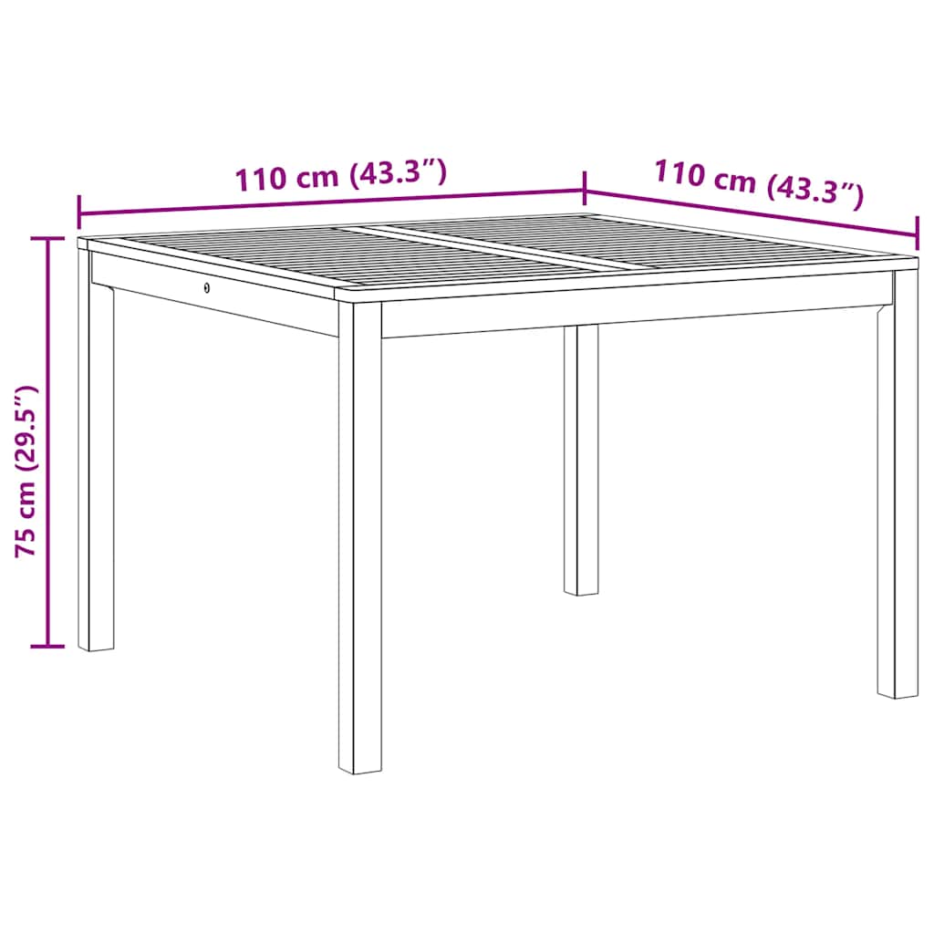 Vrtni blagovaonski stol 110x110x75 cm masivno bagremovo drvo