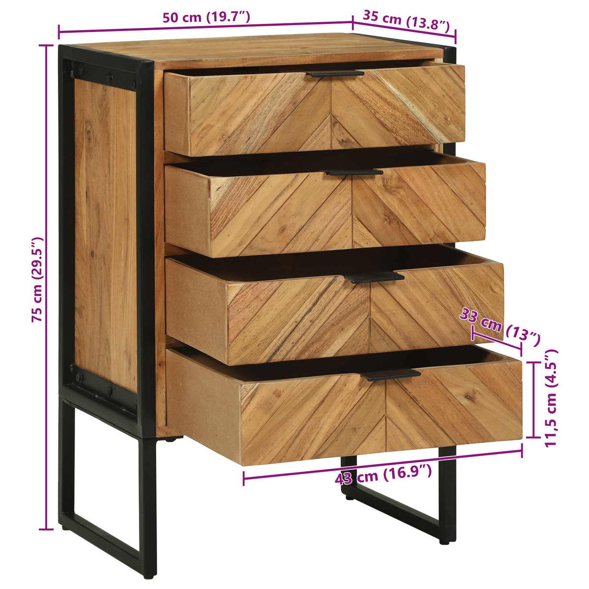 Kreveta 50 x 35 x 75 cm Čvrsto drvo akacije