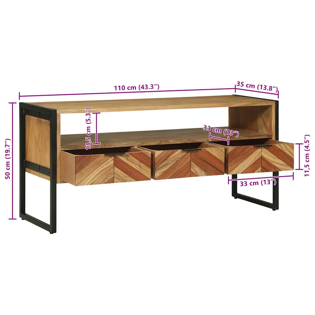 TV ormar s ladicama Smeđa 100 x 35 x 50 cm Čvrsto drvo akacije