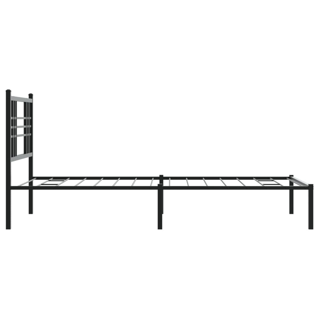 Metalni okvir za krevet s uzglavljem crni 90x190 cm