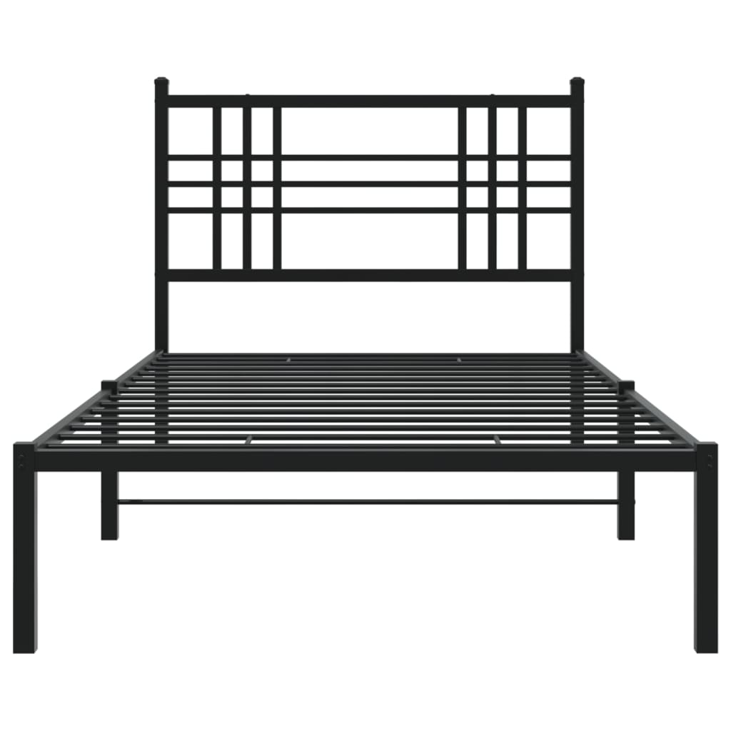 Metalni okvir za krevet s uzglavljem crni 100x190 cm