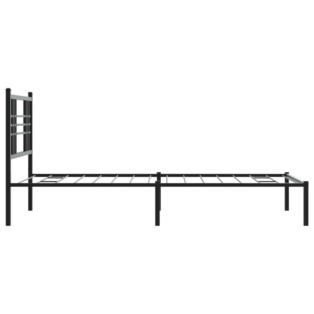Metalni okvir za krevet s uzglavljem crni 100x190 cm
