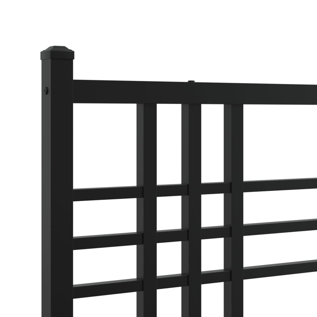 Metalni okvir za krevet s uzglavljem crni 100x190 cm