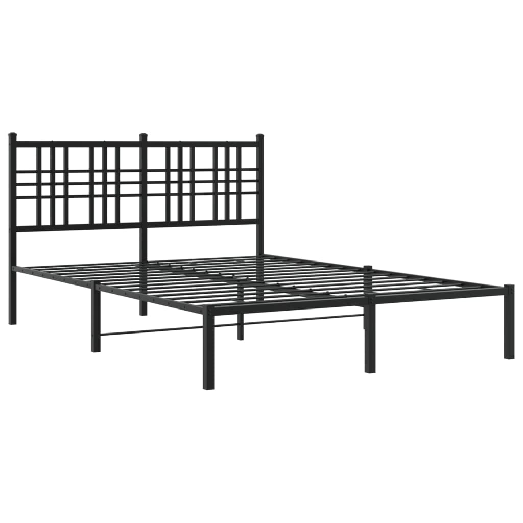Metalni okvir za krevet s uzglavljem crni 120x190 cm