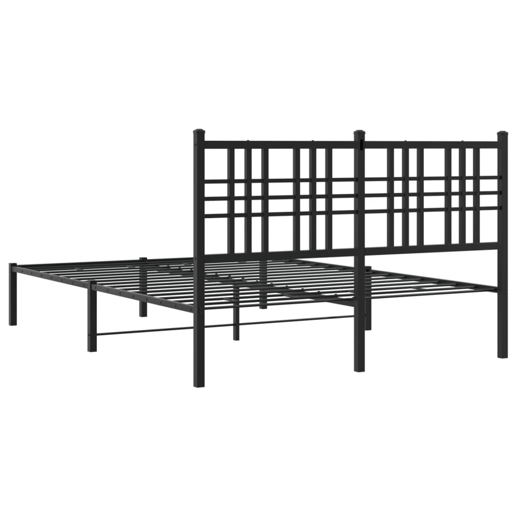 Metalni okvir za krevet s uzglavljem crni 120x190 cm