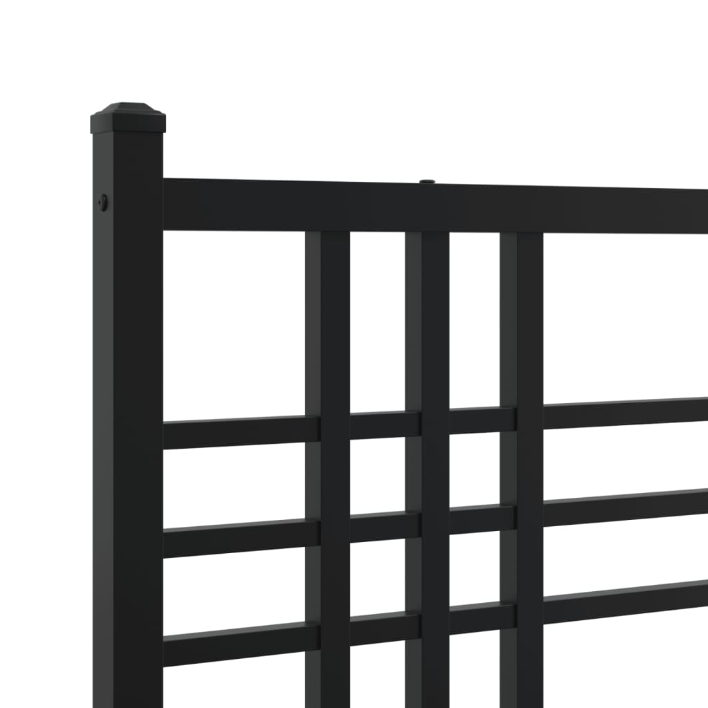Metalni okvir za krevet s uzglavljem crni 120x190 cm