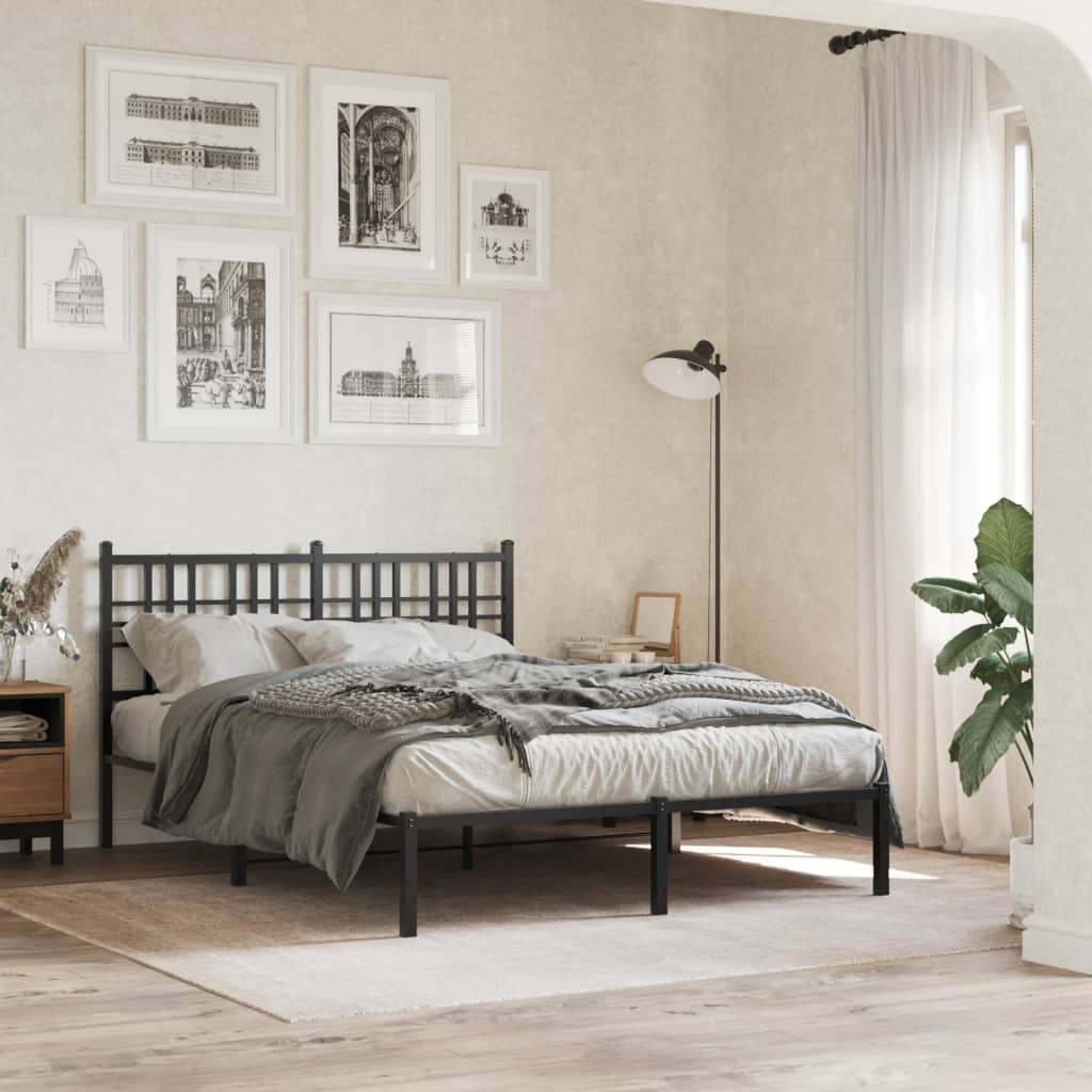 Metalni okvir za krevet s uzglavljem crni 120x190 cm