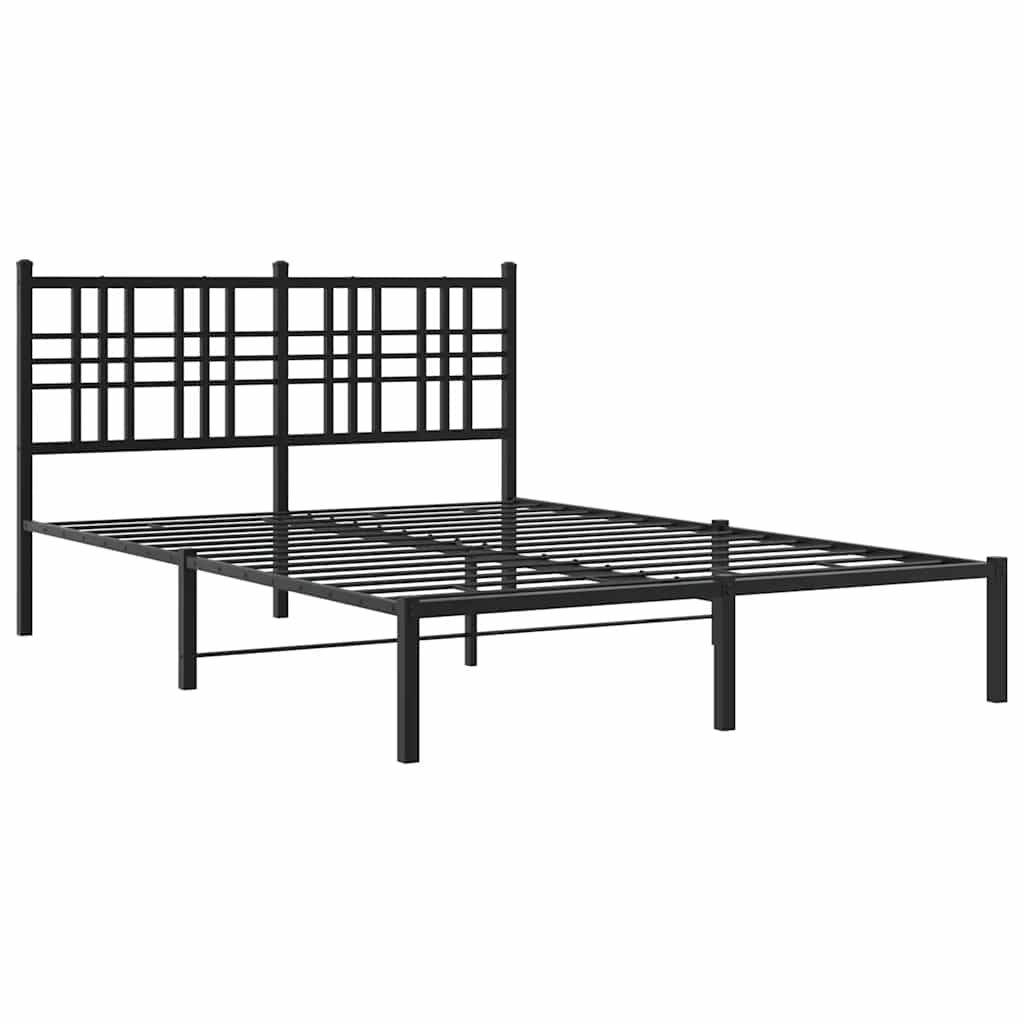 Metalni okvir za krevet s uzglavljem crni 120x200 cm