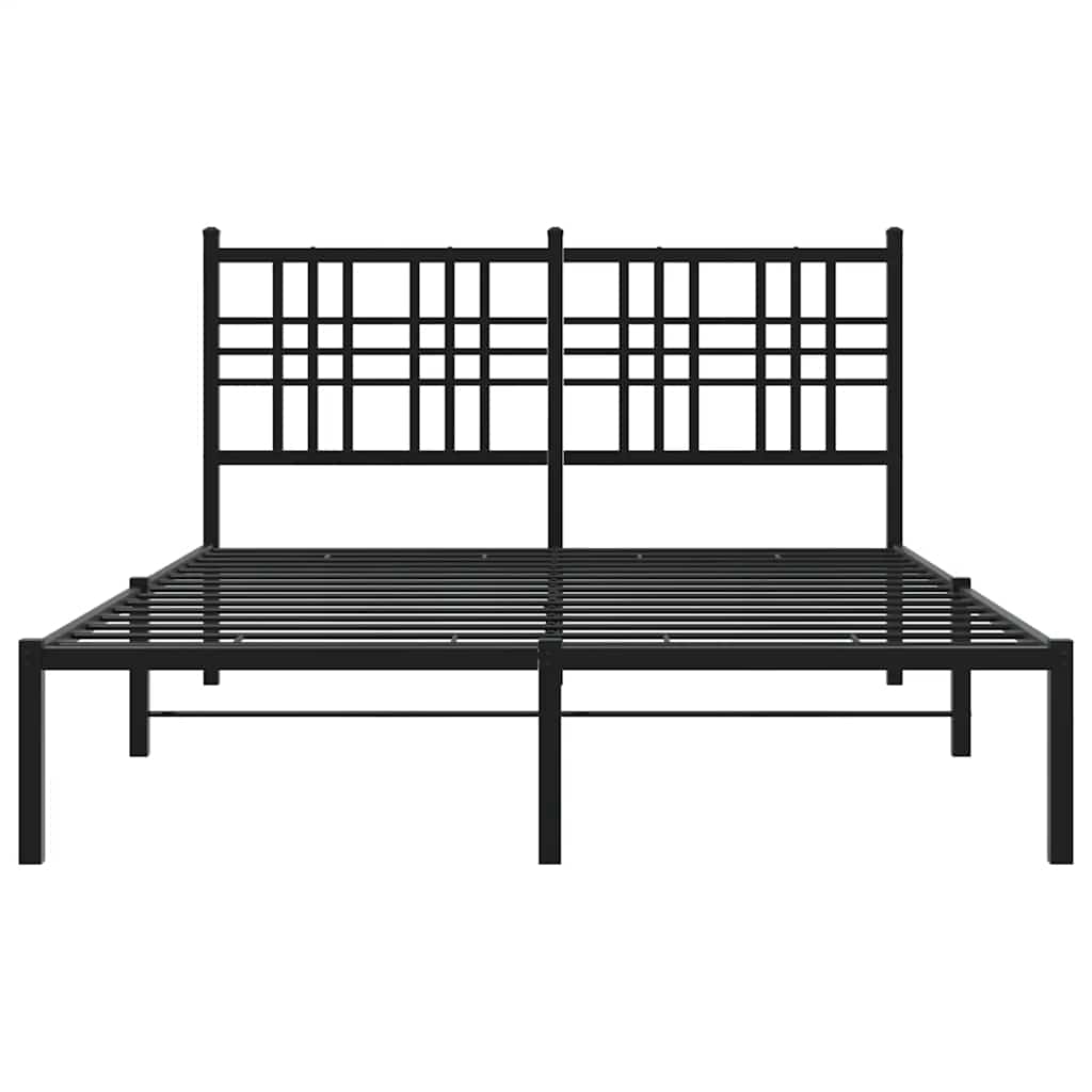 Metalni okvir za krevet s uzglavljem crni 120x200 cm