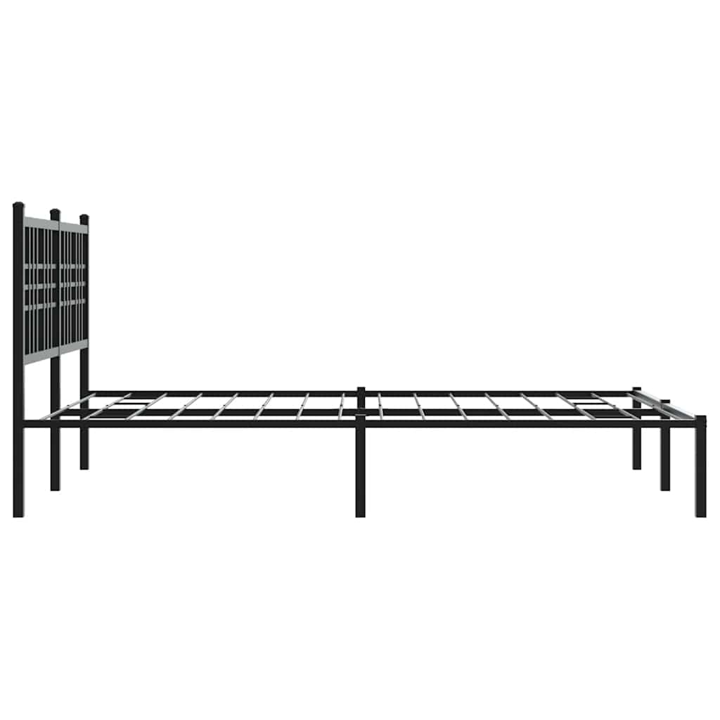 Metalni okvir za krevet s uzglavljem crni 120x200 cm