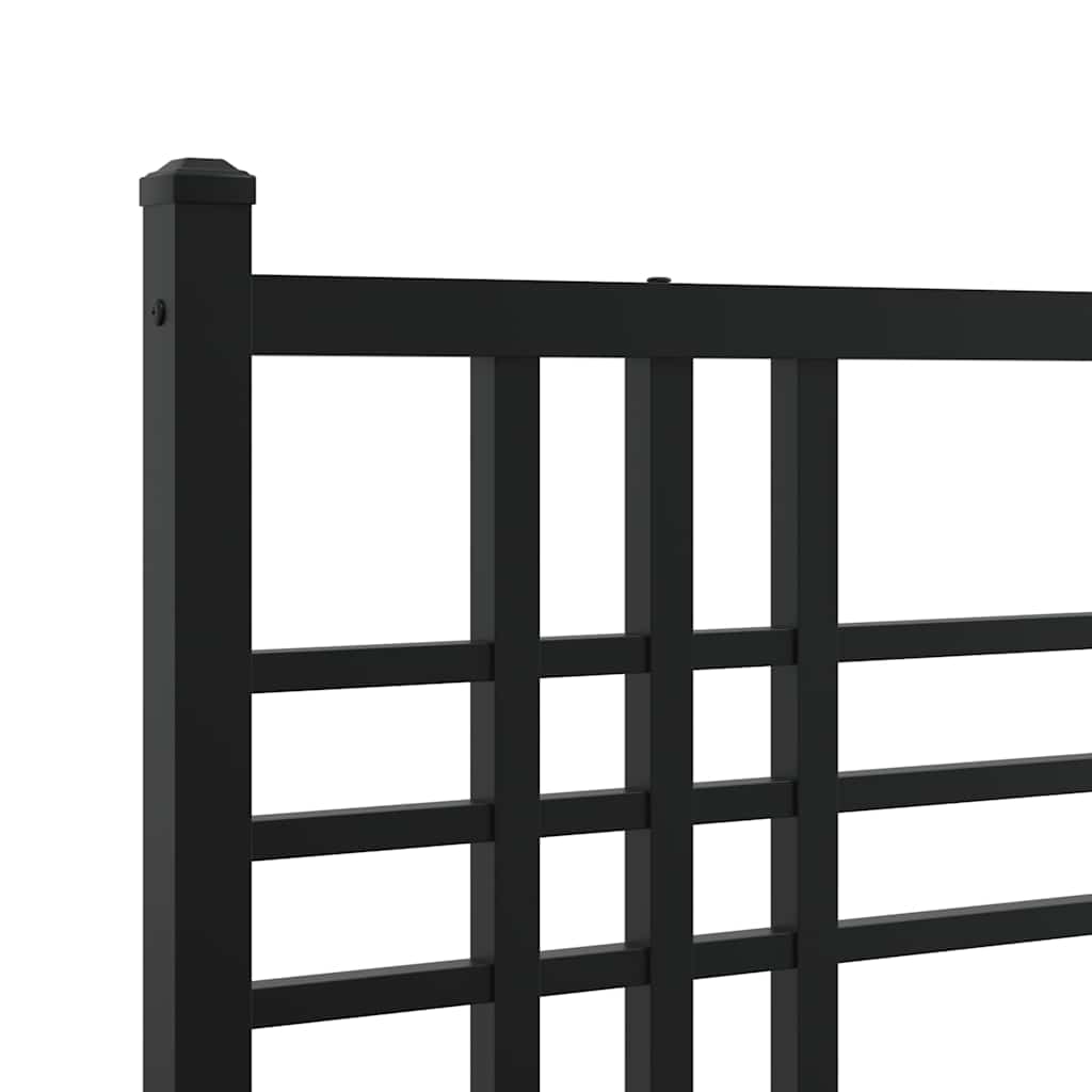 Metalni okvir za krevet s uzglavljem crni 120x200 cm
