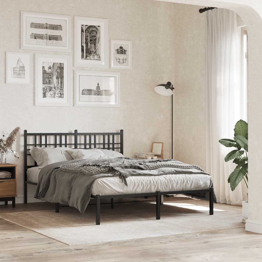 Metalni okvir za krevet s uzglavljem crni 120x200 cm