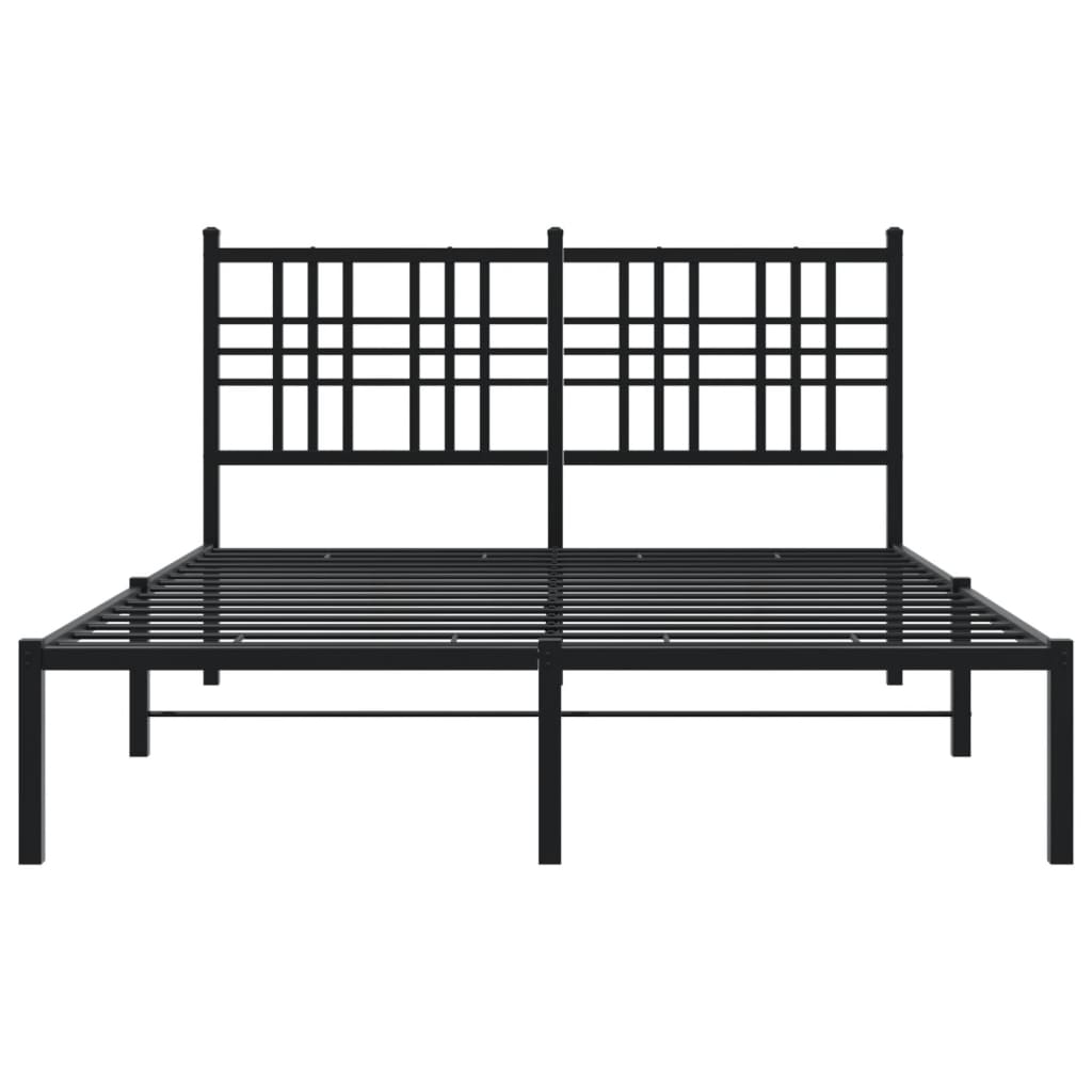 Metalni okvir za krevet s uzglavljem crni 135x190 cm