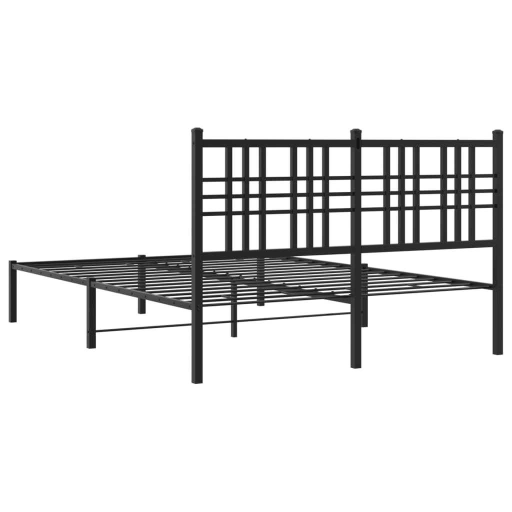 Metalni okvir za krevet s uzglavljem crni 135x190 cm