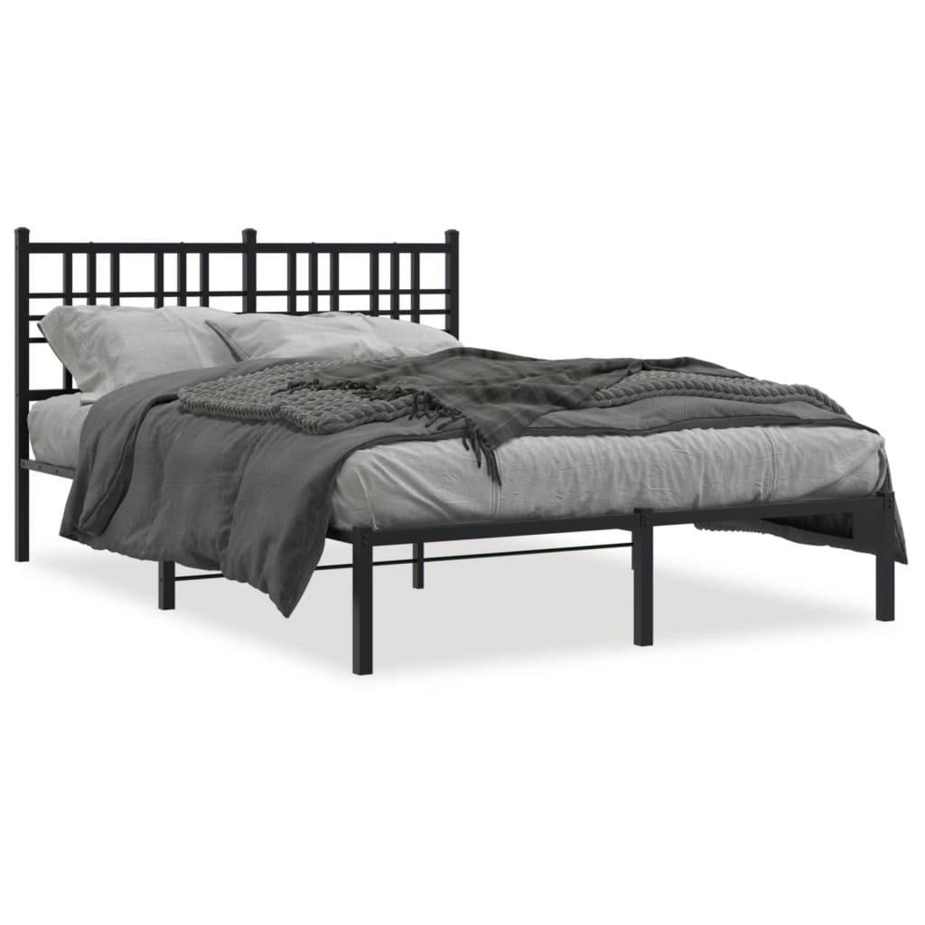 Metalni okvir za krevet s uzglavljem crni 140x190 cm