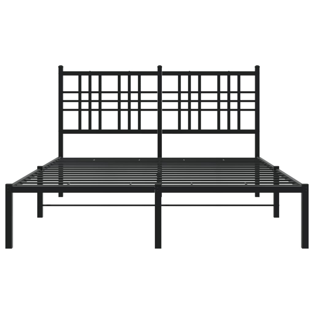 Metalni okvir za krevet s uzglavljem crni 140x190 cm