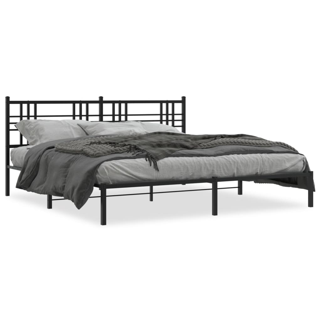 Metalni okvir za krevet s uzglavljem crni 193x203 cm