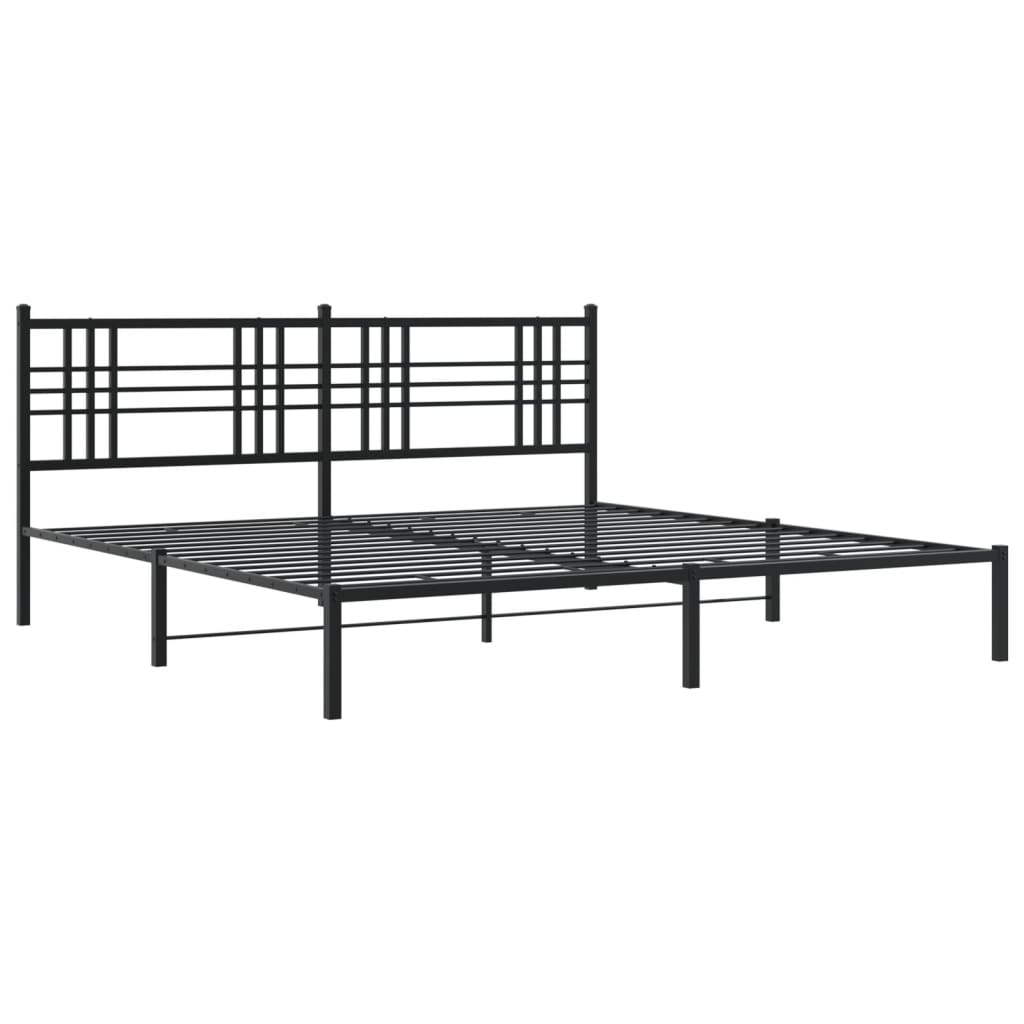 Metalni okvir za krevet s uzglavljem crni 193x203 cm