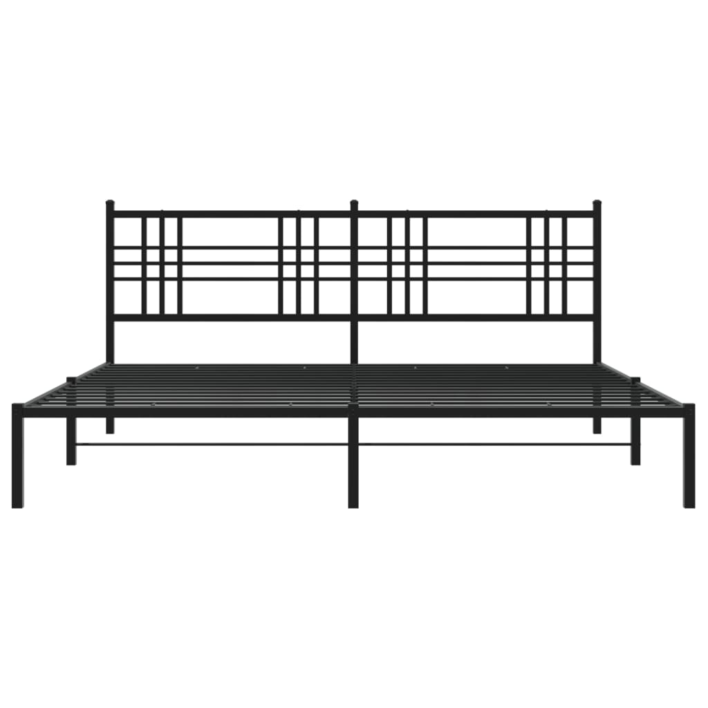 Metalni okvir za krevet s uzglavljem crni 193x203 cm