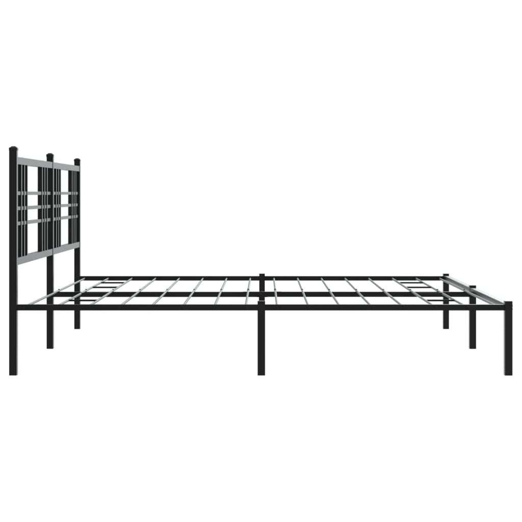 Metalni okvir za krevet s uzglavljem crni 193x203 cm