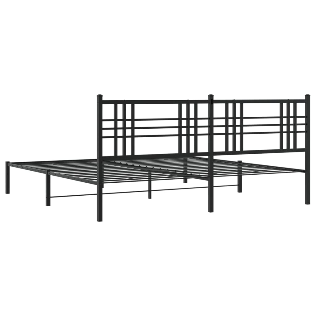 Metalni okvir za krevet s uzglavljem crni 193x203 cm