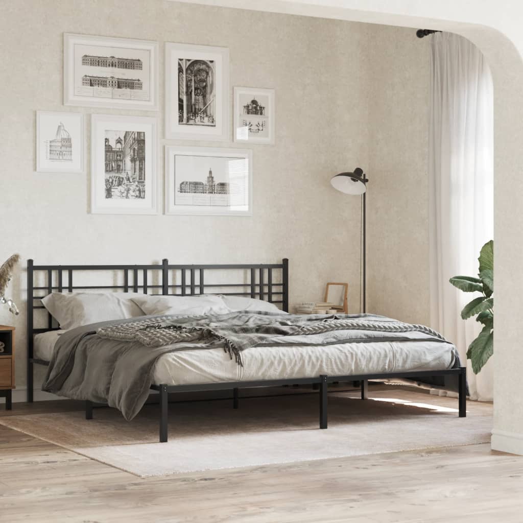 Metalni okvir za krevet s uzglavljem crni 193x203 cm
