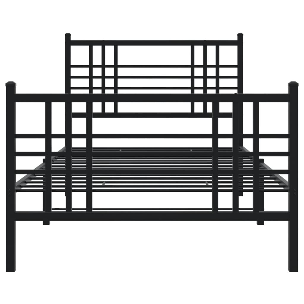 Metalni okvir kreveta uzglavlje i podnožje crni 100x200 cm