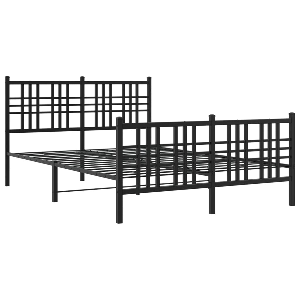 Metalni okvir kreveta uzglavlje i podnožje crni 140x190 cm