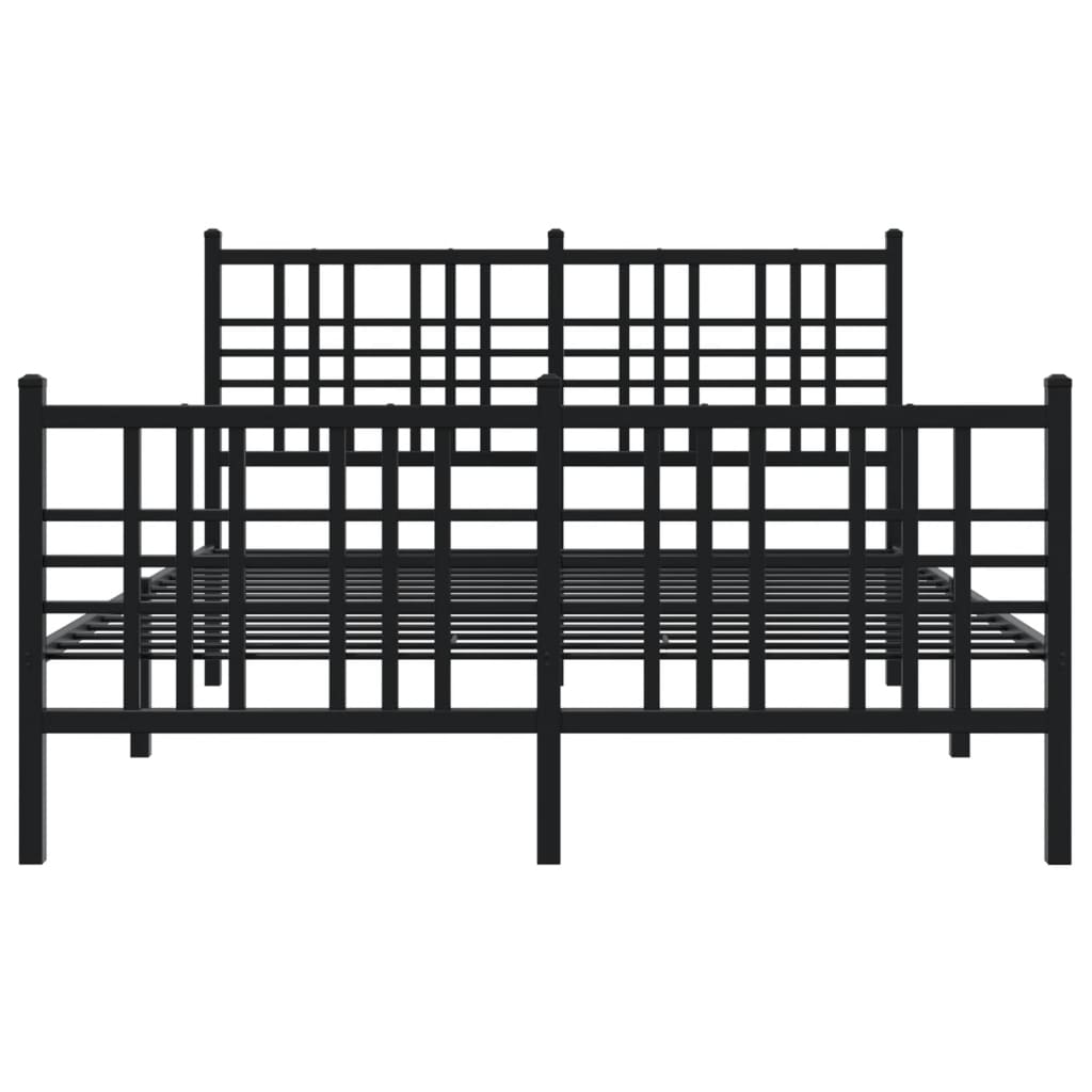 Metalni okvir kreveta uzglavlje i podnožje crni 140x190 cm