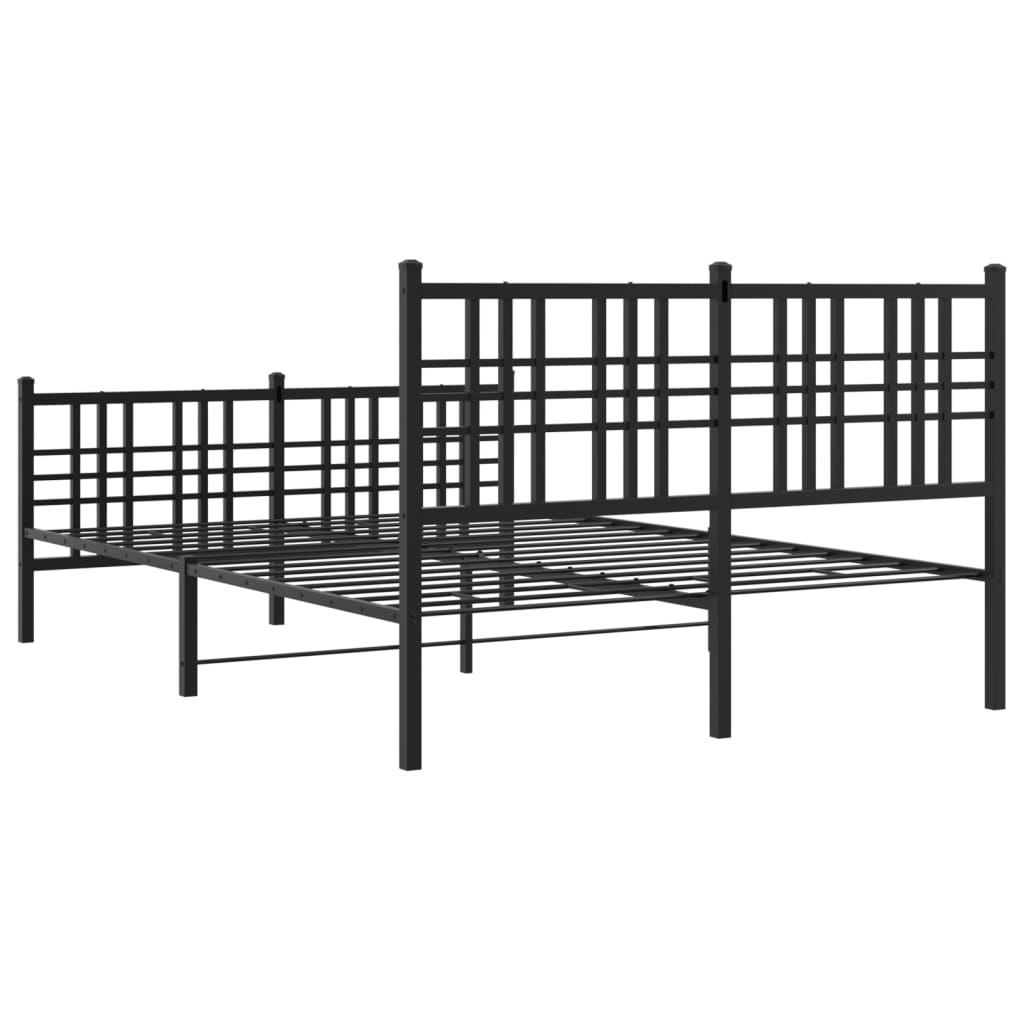 Metalni okvir kreveta uzglavlje i podnožje crni 140x190 cm