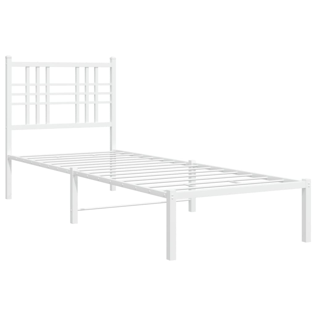 Metalni okvir krevet bez madraca s uzglavljem bijeli 75x190 cm