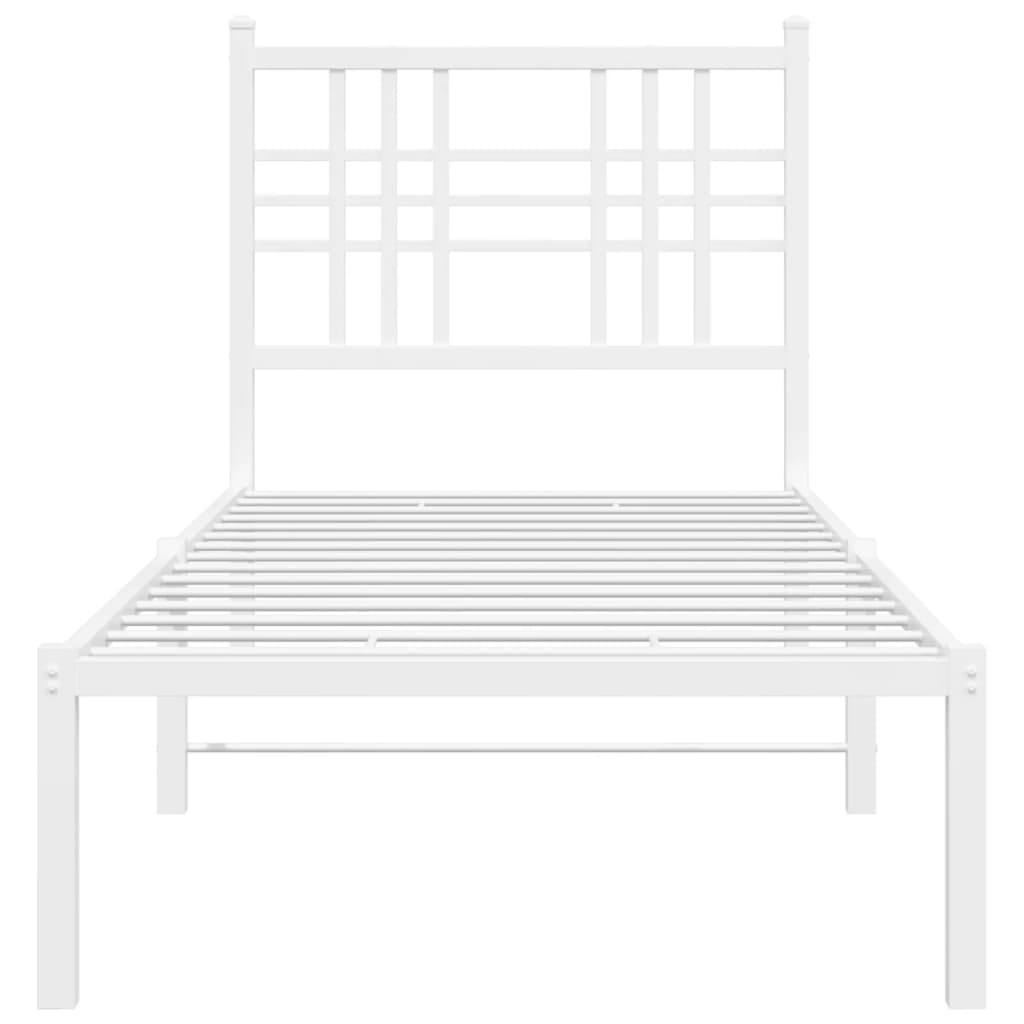 Metalni okvir krevet bez madraca s uzglavljem bijeli 75x190 cm