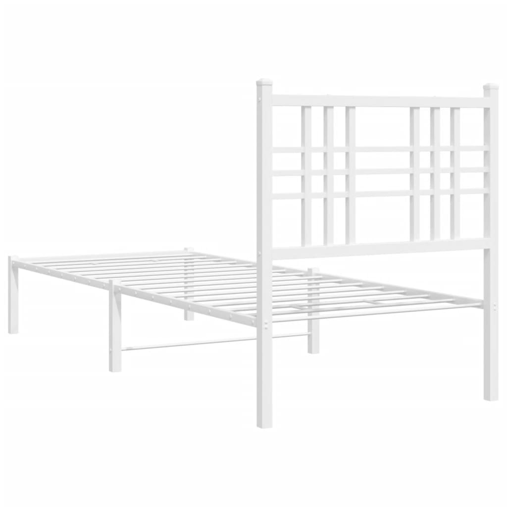 Metalni okvir krevet bez madraca s uzglavljem bijeli 75x190 cm