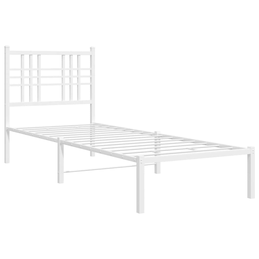 Metalni okvir za krevet s uzglavljem bijeli 80x200 cm