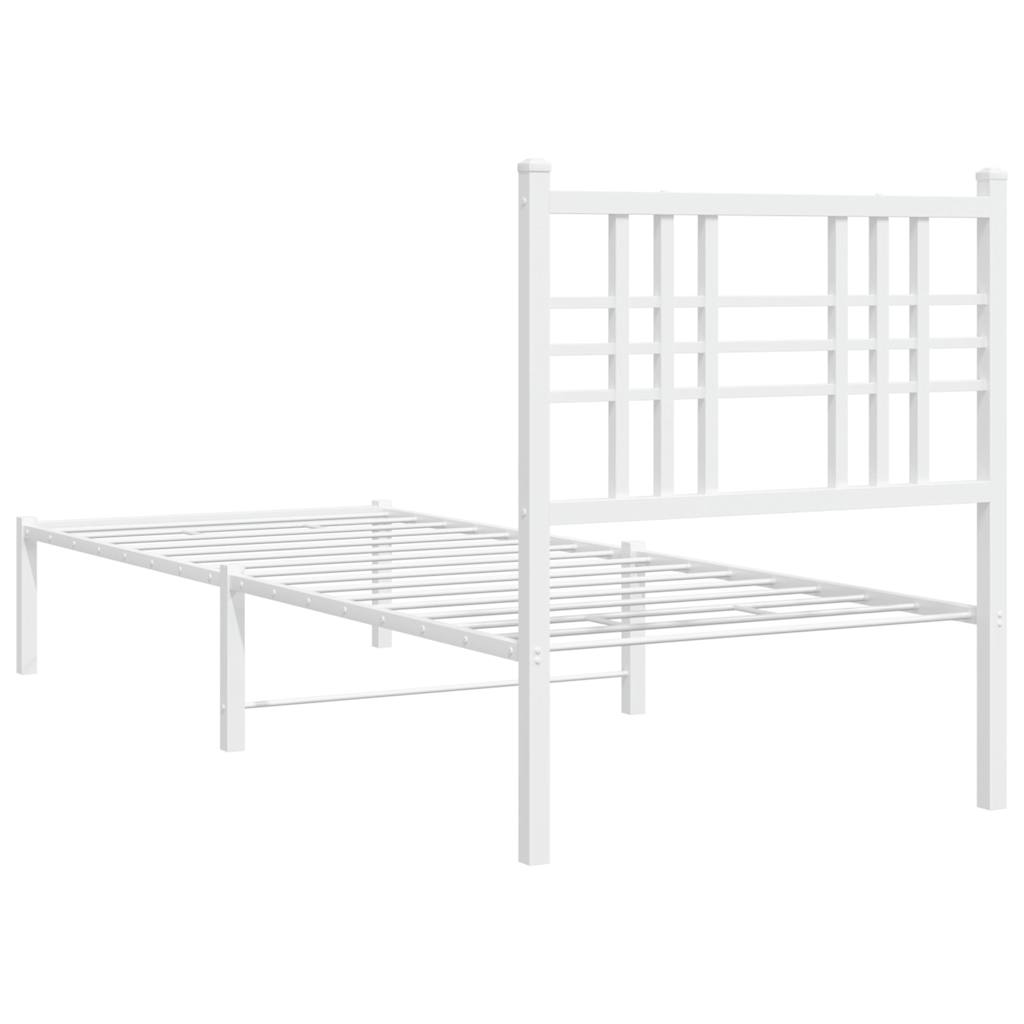 Metalni okvir za krevet s uzglavljem bijeli 80x200 cm