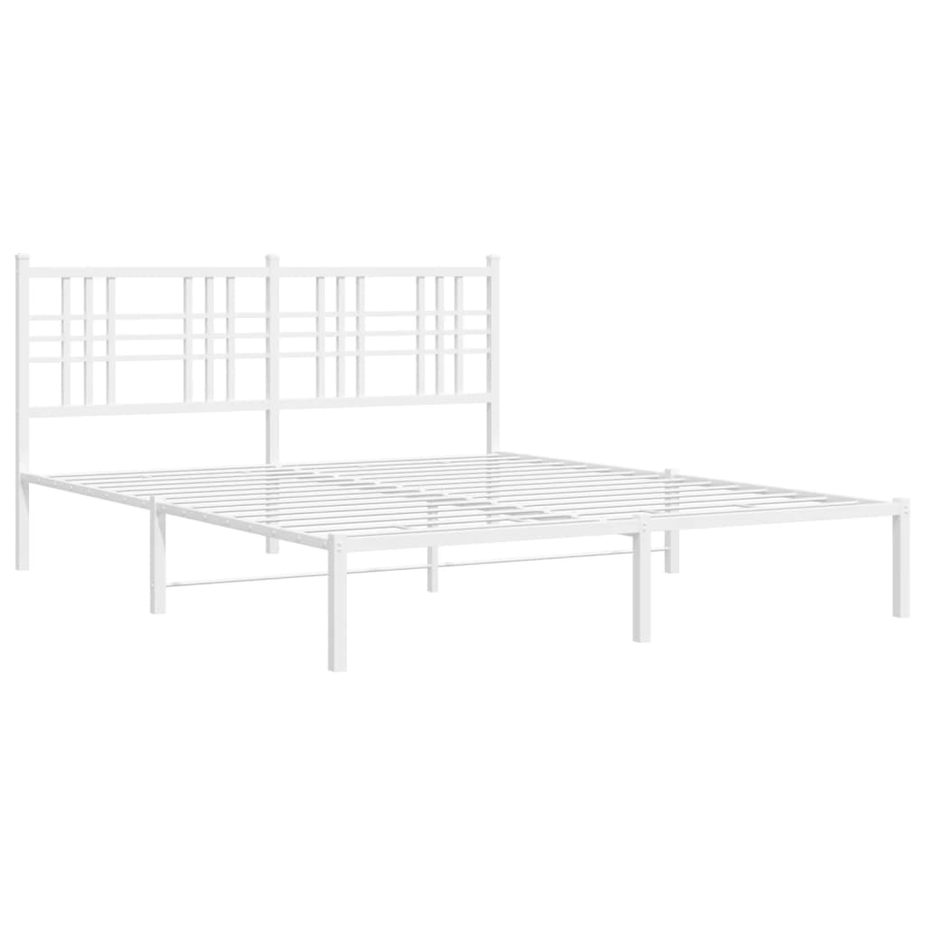 Metalni okvir za krevet s uzglavljem bijeli 150x200 cm