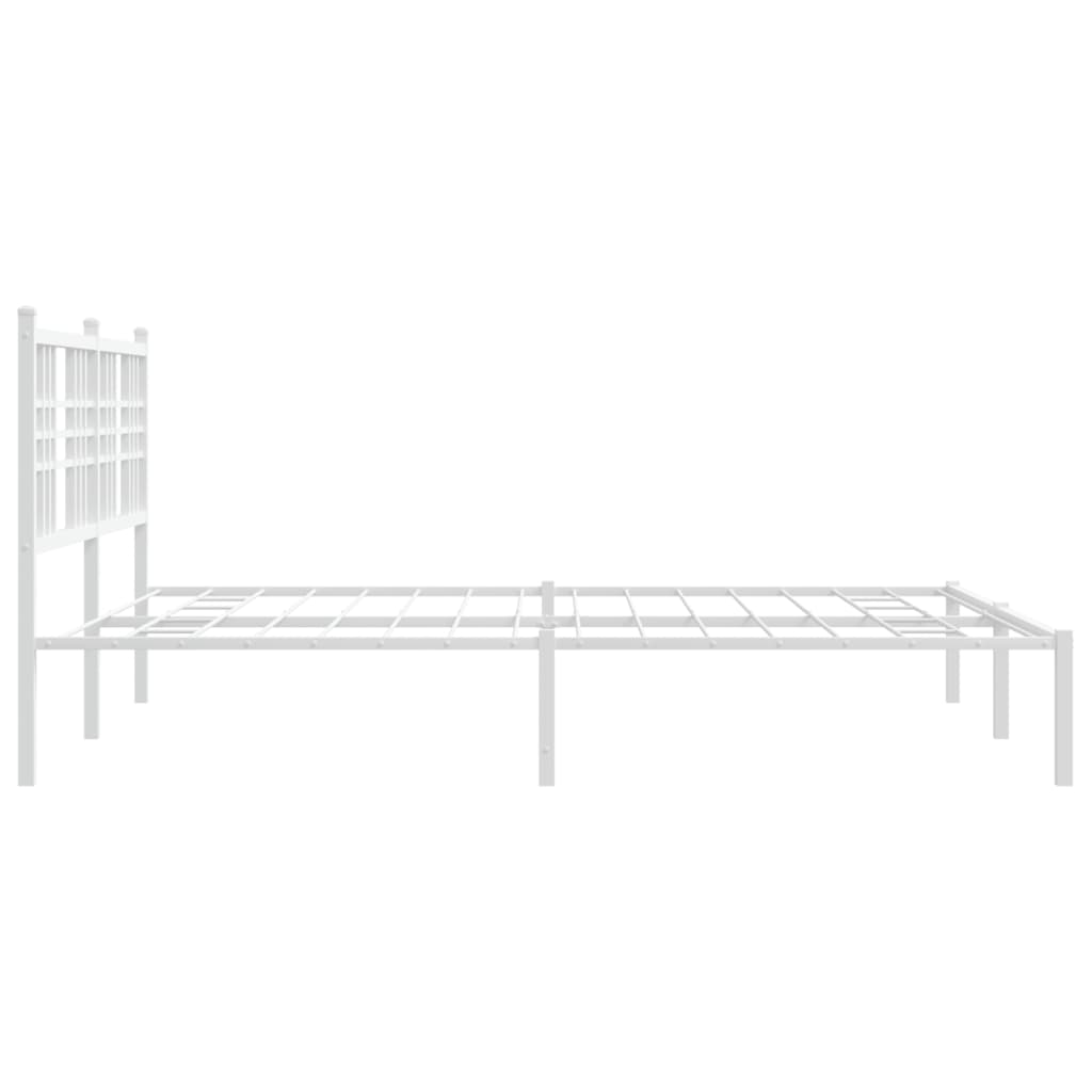 Metalni okvir za krevet s uzglavljem bijeli 150x200 cm