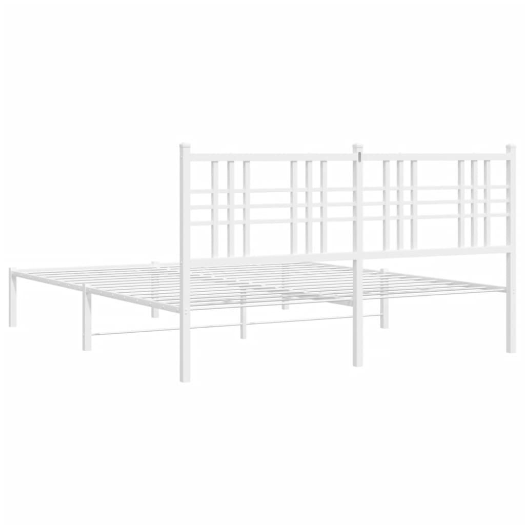 Metalni okvir za krevet s uzglavljem bijeli 150x200 cm
