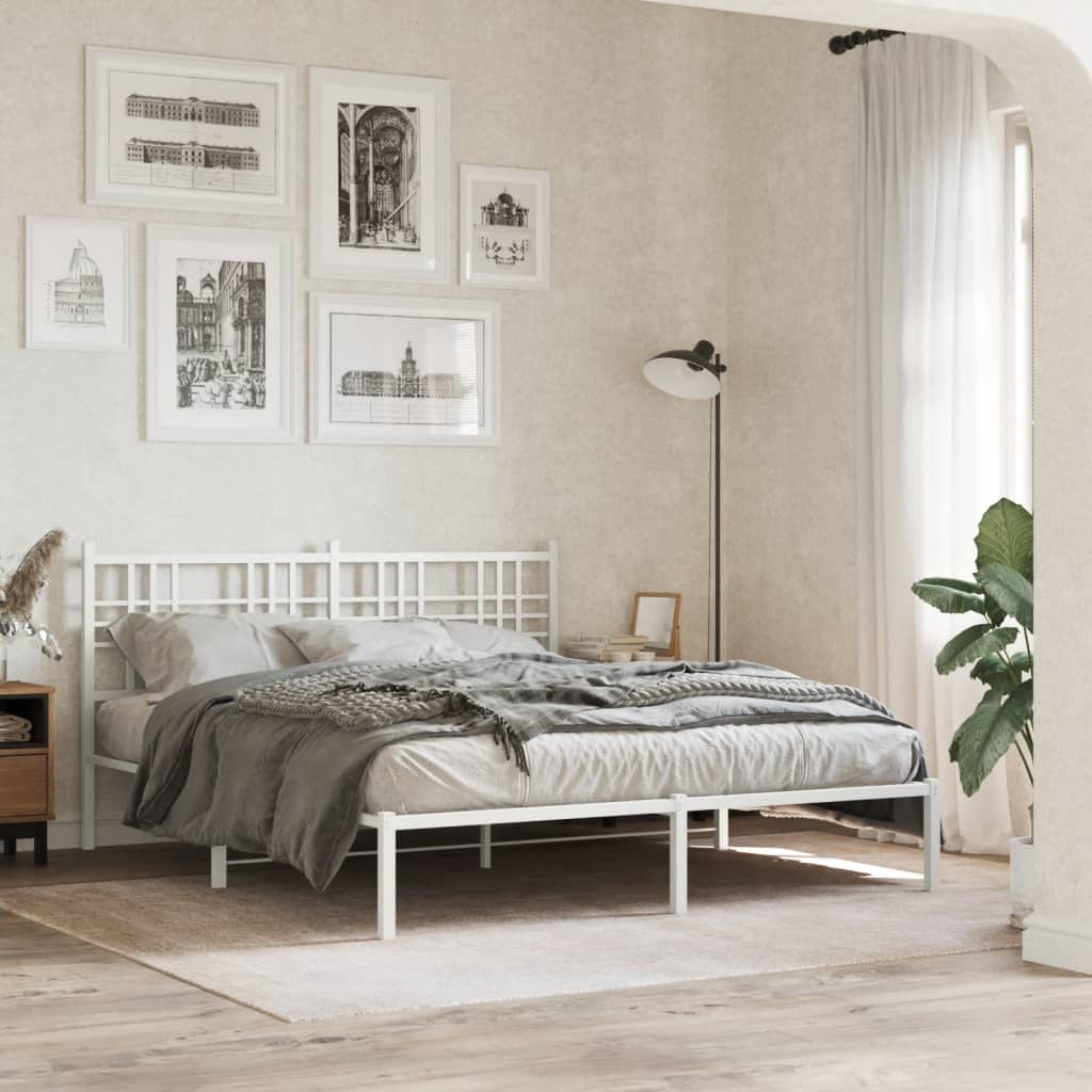 Metalni okvir za krevet s uzglavljem bijeli 150x200 cm