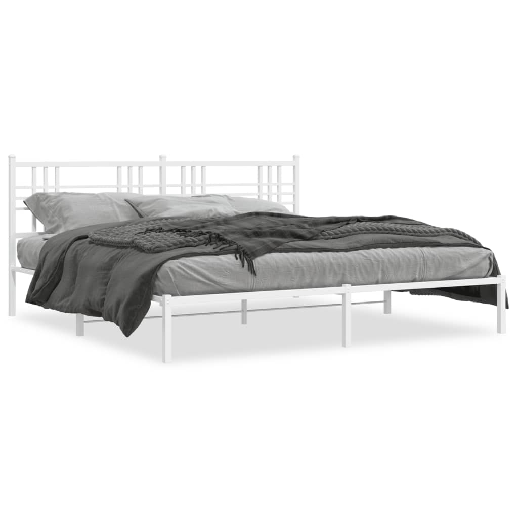 Metalni okvir za krevet s uzglavljem bijeli 183x213 cm