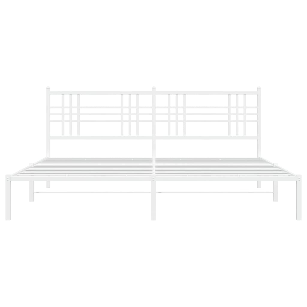Metalni okvir za krevet s uzglavljem bijeli 183x213 cm