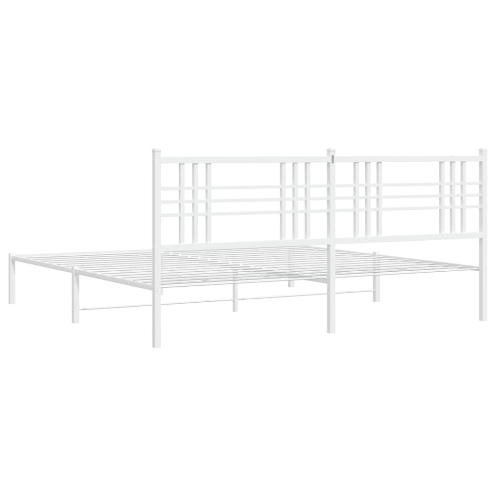 Metalni okvir za krevet s uzglavljem bijeli 183x213 cm