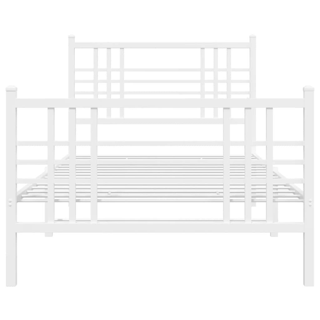 Metalni okvir kreveta uzglavlje i podnožje bijeli 107x203 cm