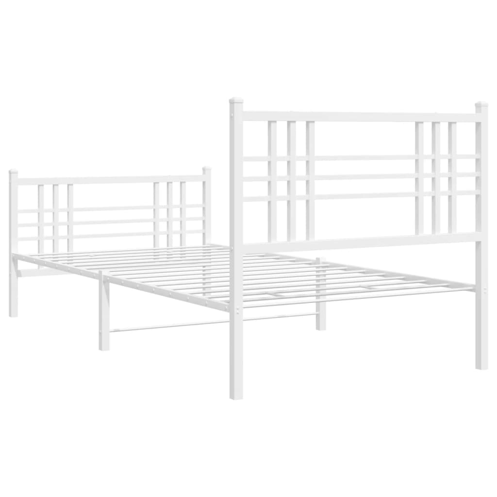 Metalni okvir kreveta uzglavlje i podnožje bijeli 107x203 cm